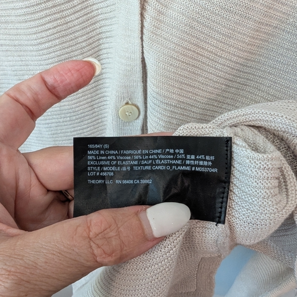 Theory Women's Cream Cardigan Sweater - Picture 8 of 11